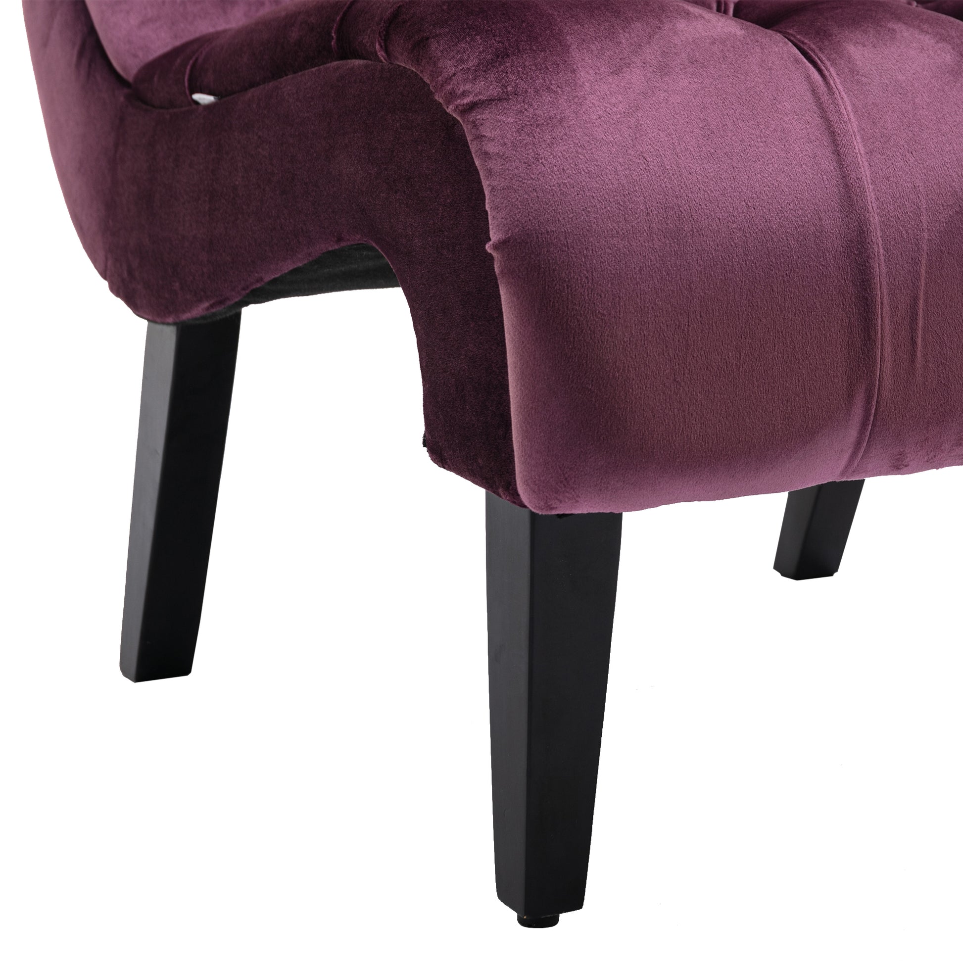 Coolmore Modern Velvet Armless Accent Living Room Chair Leisure Chair,Upholstered Fabric Button Comfortable Chair With Wooden Legs For Bedroom, Living Room, Office Purple Velvet Purple Foam Velvet