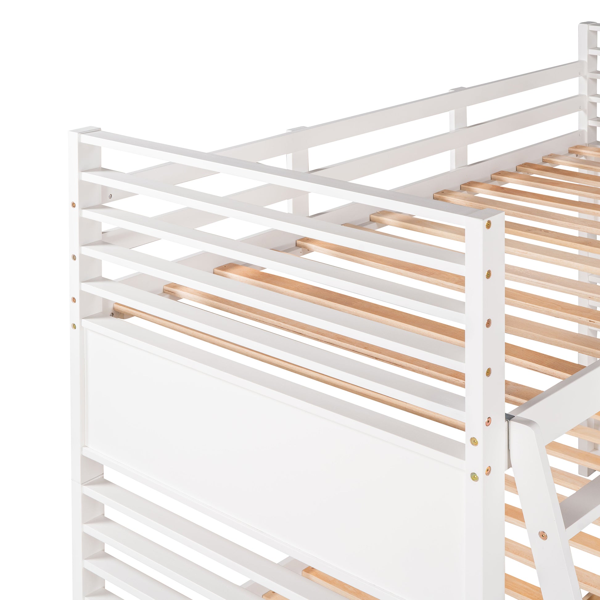 Twin Over Twin Wood Bunk Bed With Two Drawers White White Solid Wood