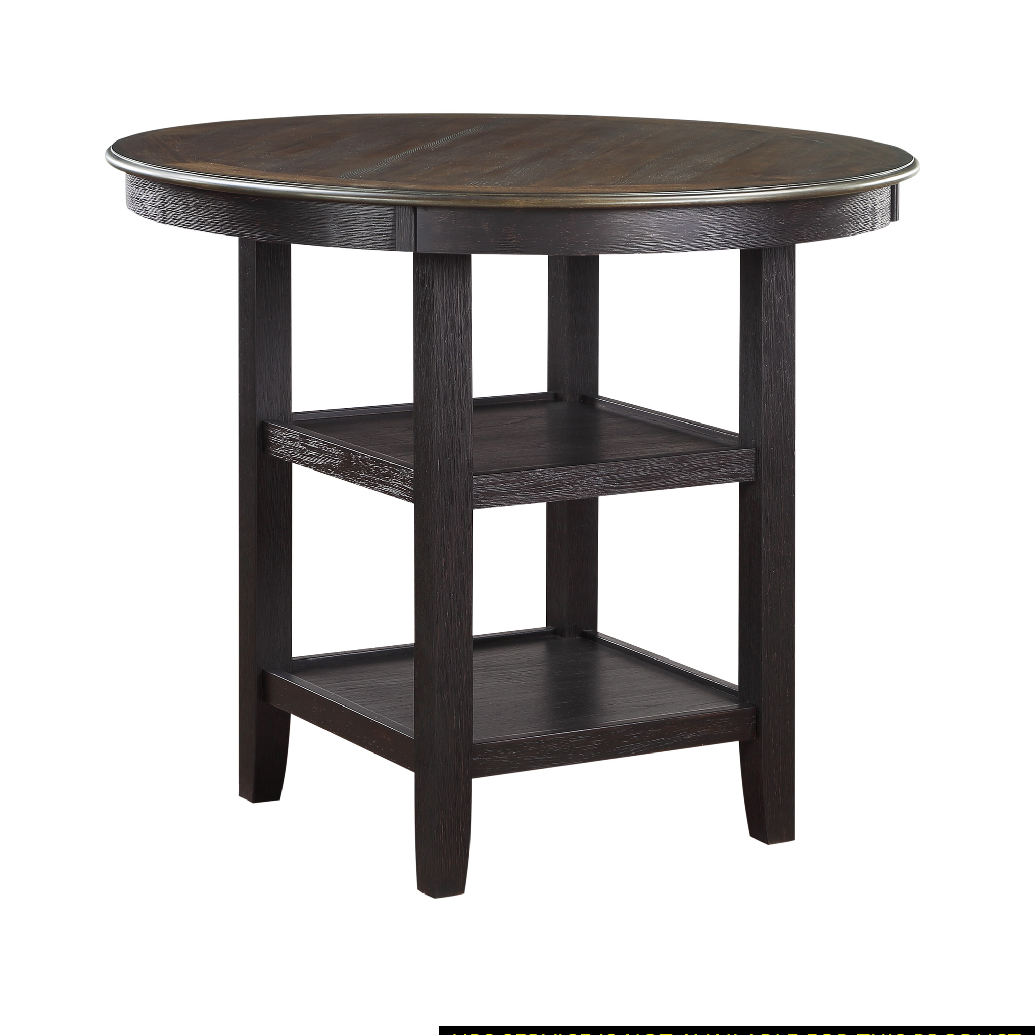 Brown And Black White Finish 1Pc Counter Height Table With 2X Display Shelves Transitional Style Furniture Black Brown Dining Room Transitional Wood