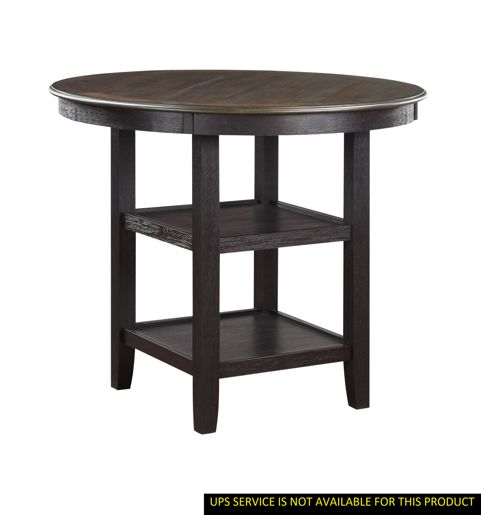 Brown And Black White Finish 1Pc Counter Height Table With 2X Display Shelves Transitional Style Furniture Black Brown Dining Room Transitional Wood