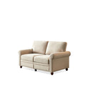 Linen Fabric Upholstery With Storage Loveseat Beige Beige Foam Fabric