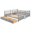 Twin Over Twin Wood Bunk Bed With Two Drawers Gray Gray Solid Wood