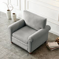 Living Room Sofa Single Seat Chair With Wood Leg Grey Fabric Grey Foam Fabric