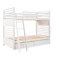 Twin Over Twin Wood Bunk Bed With Two Drawers White White Solid Wood