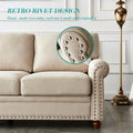 Linen Fabric Upholstery With Storage Sofa 2 3 Sectional Beige Beige Foam Fabric