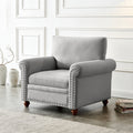 Living Room Sofa Single Seat Chair With Wood Leg Grey Fabric Grey Foam Fabric