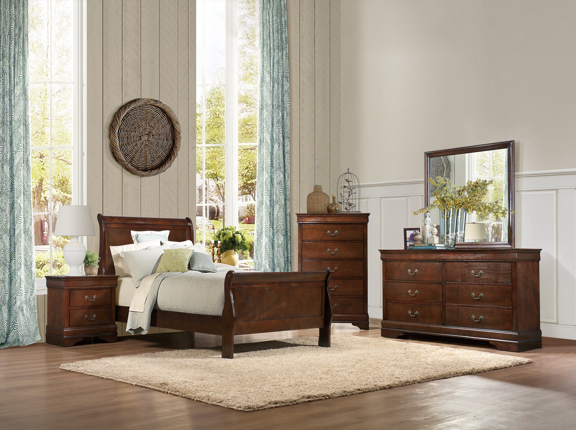 Traditional Design Brown Cherry Finish Dresser 1Pc Louis Phillipe Style Classic Bedroom Furniture Brown Mix Bedroom Classic,Traditional Wood