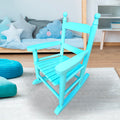 Children'S Rocking Light Light Blue Chair Indoor Or Outdoor Suitable For Kids Durable Light Blue Solid Wood