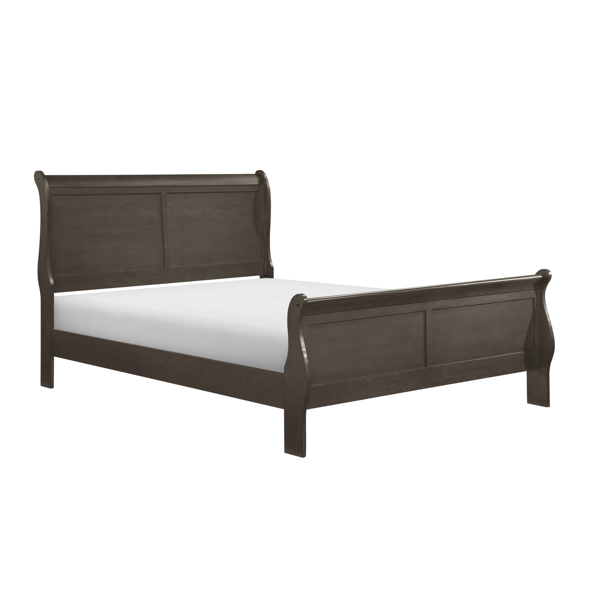 Stained Gray Finish Louis Philippe Style 1Pc Queen Size Sleigh Bed Traditional Design Queen Gray Bedroom Traditional Wood