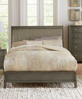 Transitional Style Gray Finish 1Pc Queen Size Sleigh Bed Button Tufted Faux Leather Upholstered Headboard Bedframe Queen Gray Bedroom Transitional Sleigh Wood