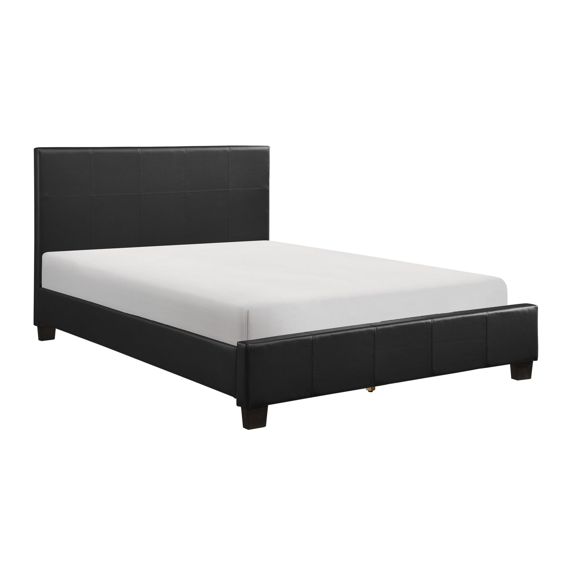 Contemporary Design 1Pc Queen Bed Black Faux Leather Upholstered Stylish Bedroom Furniture Box Spring Not Required Queen Black Bedroom Contemporary Faux Leather Plywood