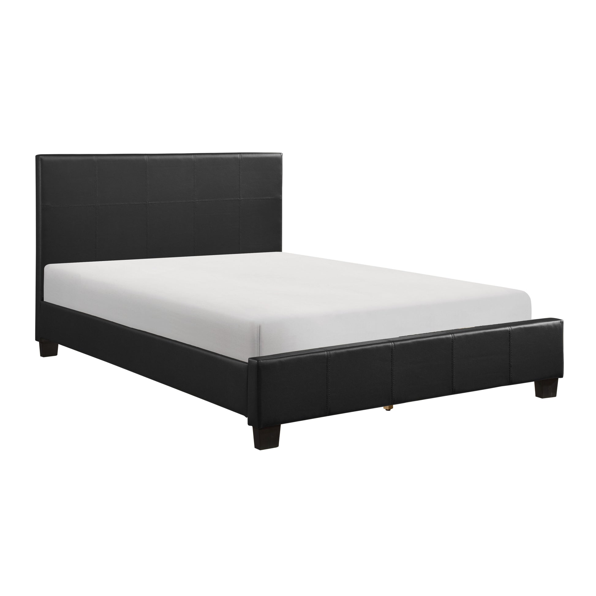 Contemporary Design 1Pc Eastern King Size Bed Durable Faux Leather Upholstered Unique Style Bedroom Furniture Box Spring Not Required King Black Bedroom Contemporary Plywood