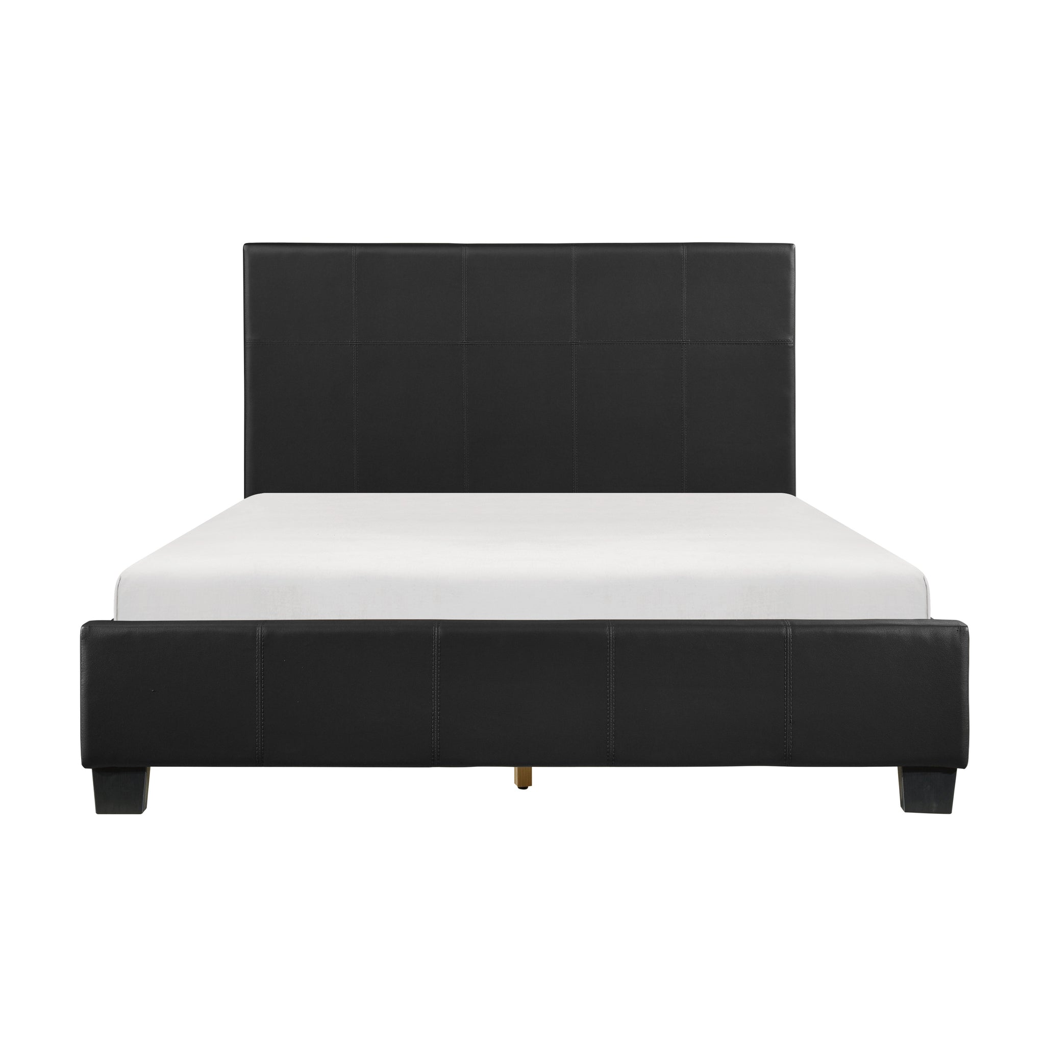 Contemporary Design 1Pc Queen Bed Black Faux Leather Upholstered Stylish Bedroom Furniture Box Spring Not Required Queen Black Bedroom Contemporary Faux Leather Plywood