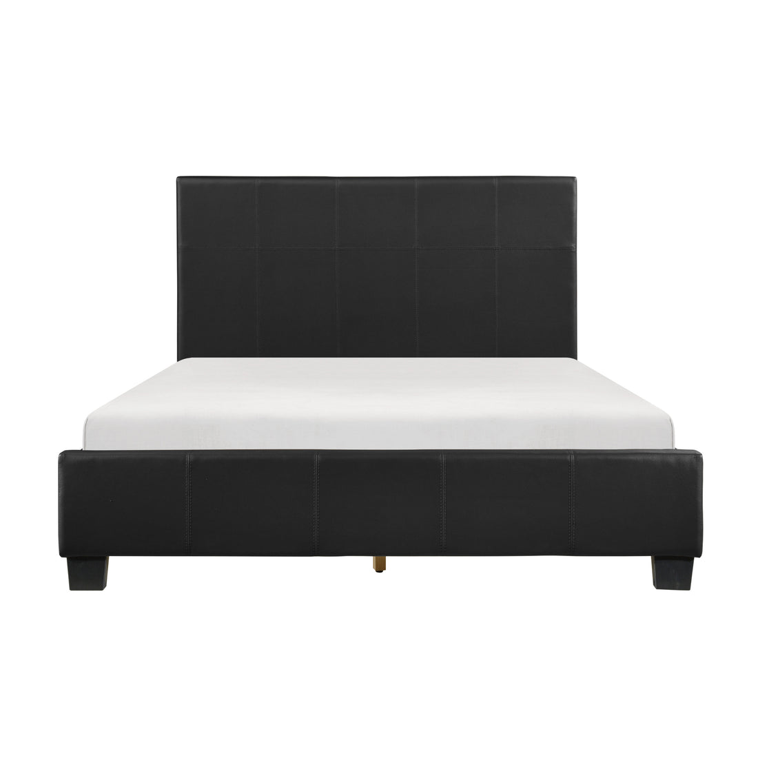 Contemporary Design 1Pc Eastern King Size Bed Durable Faux Leather Upholstered Unique Style Bedroom Furniture Box Spring Not Required King Black Bedroom Contemporary Plywood