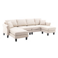 Coolmore Accent Sofa Living Room Sofa Sectional Sofa, U Shape Sectional Sofa With Ottoman, Reversible Sofa Couch For Living Room Beige Linen Beige Foam Linen 4 Seat