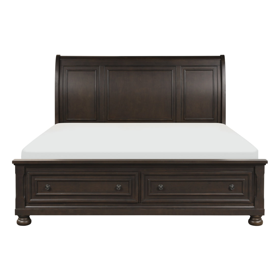 Grayish Brown Finish 1Pc California King Size Platform Bed With Footboard Storage Sleigh Bed Transitional Bedroom Furniture Box Spring Not Required California King Brown Mix Wood Bedroom Traditional,Transitional Wood