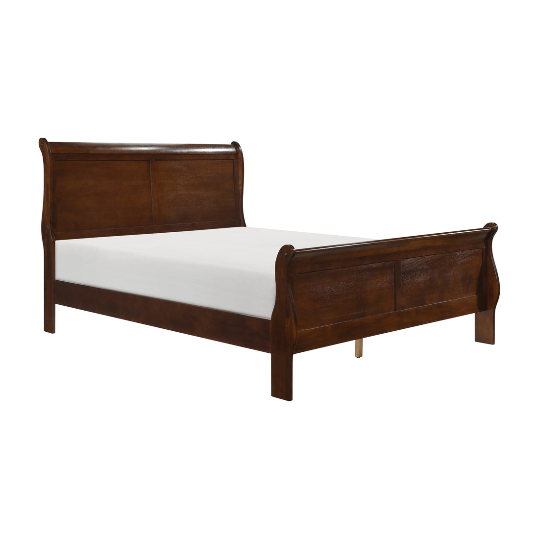 Classic Louis Philipe Style Full Bed Brown Cherry Finish 1Pc Traditional Design Bedroom Furniture Sleigh Bed Box Spring Required Full Brown Wood Bedroom Traditional,Transitional Bed Frame Wood