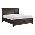 Grayish Brown Finish 1Pc California King Size Platform Bed With Footboard Storage Sleigh Bed Transitional Bedroom Furniture Box Spring Not Required California King Brown Mix Wood Bedroom Traditional,Transitional Wood