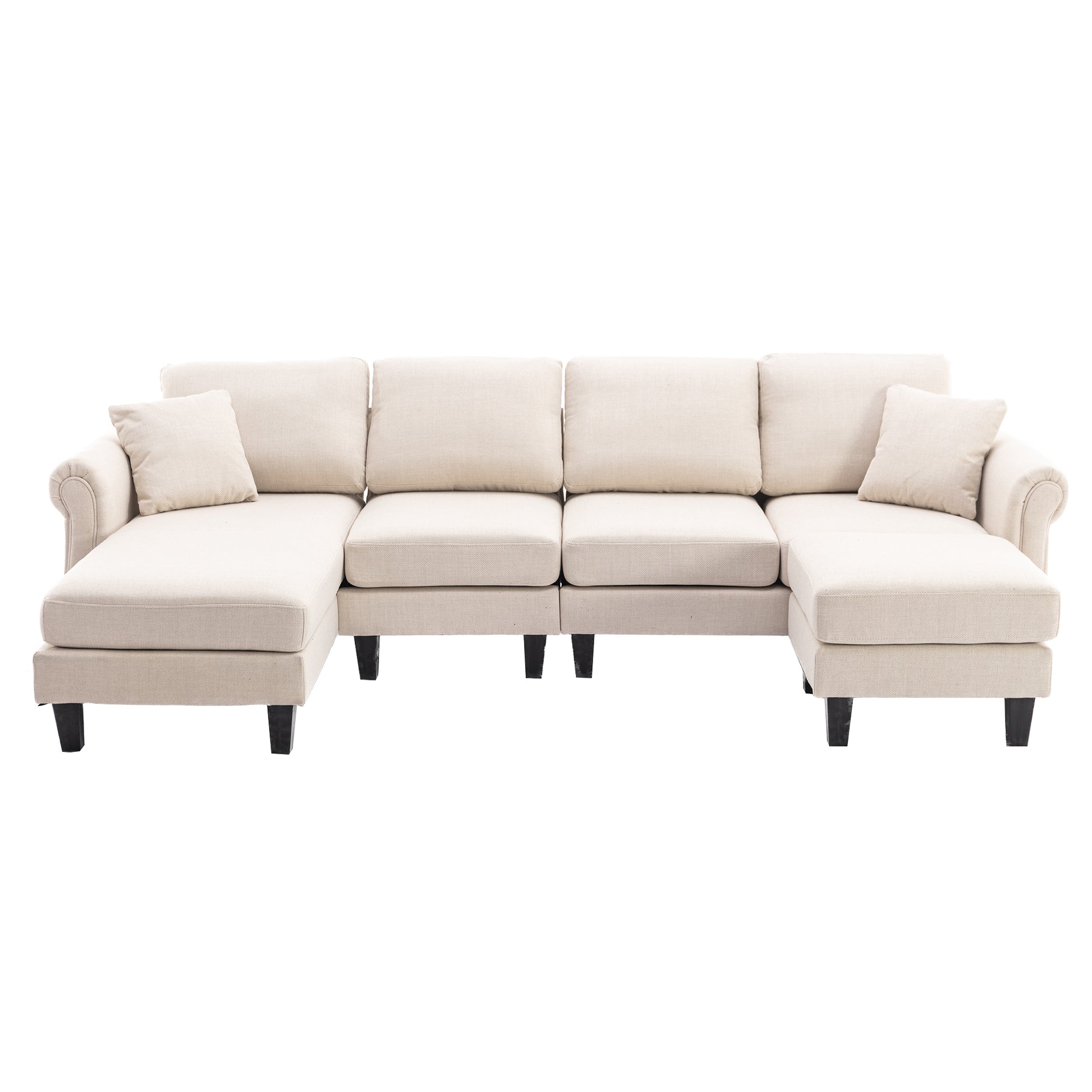 Coolmore Accent Sofa Living Room Sofa Sectional Sofa, U Shape Sectional Sofa With Ottoman, Reversible Sofa Couch For Living Room Beige Linen Beige Foam Linen 4 Seat