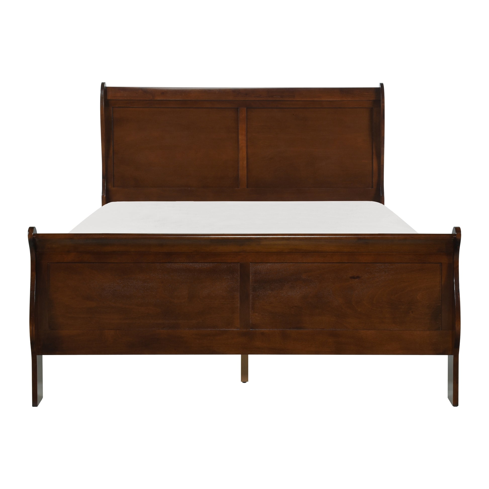 Classic Louis Philipe Style Eastern King Bed Brown Cherry Finish 1Pc Traditional Design Bedroom Furniture Sleigh Bed Box Spring Required King Brown Wood Bedroom Traditional,Transitional Bed Frame Wood