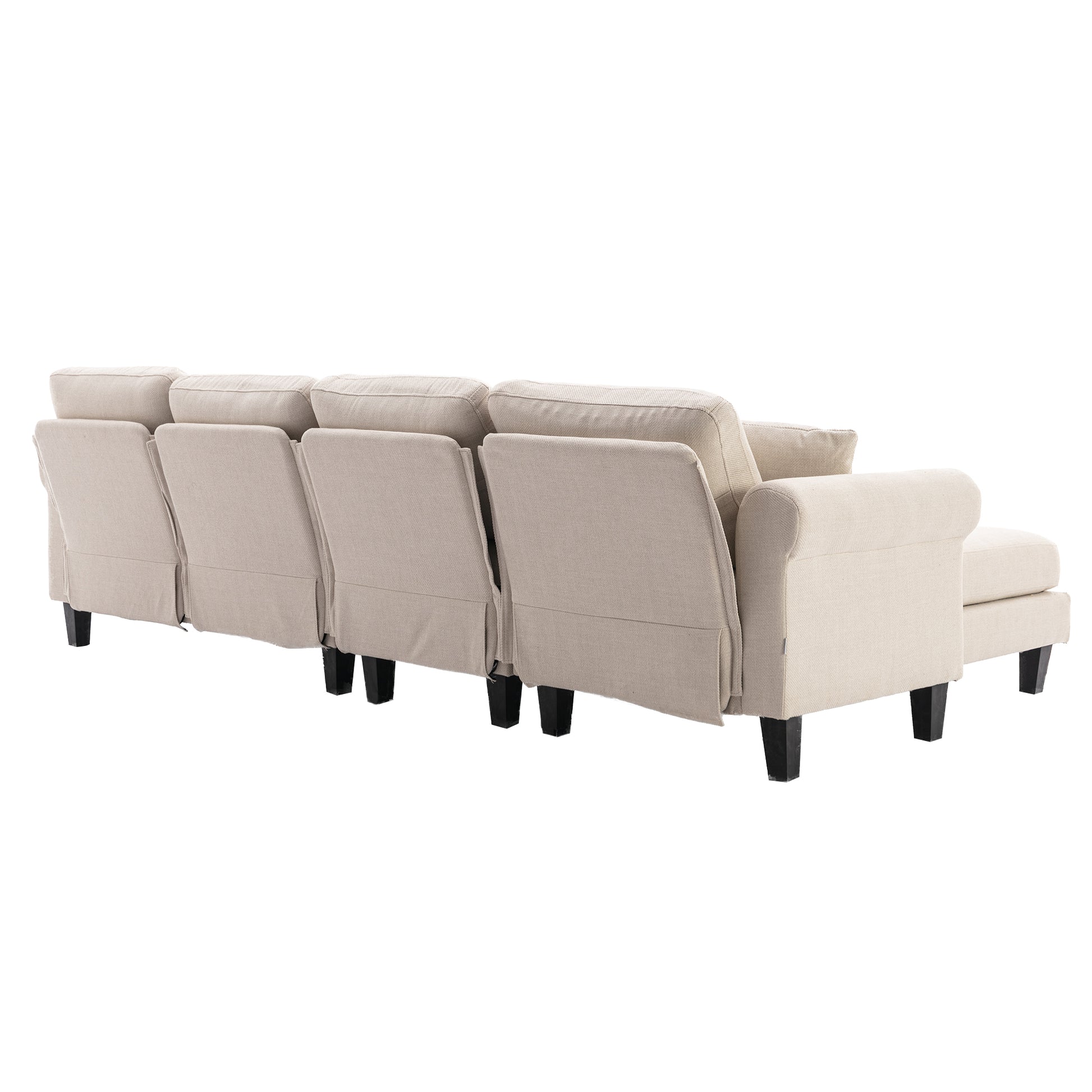 Coolmore Accent Sofa Living Room Sofa Sectional Sofa, U Shape Sectional Sofa With Ottoman, Reversible Sofa Couch For Living Room Beige Linen Beige Foam Linen 4 Seat