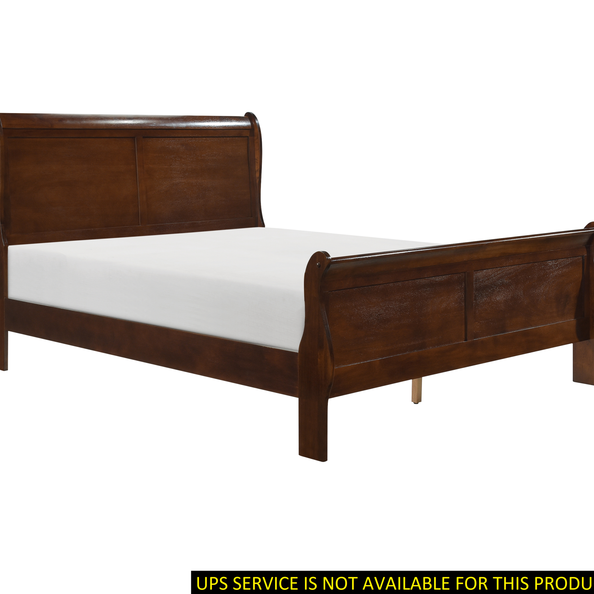 Brown Cherry Finish Louis Philippe Style 1Pc Queen Size Sleigh Bed Traditional Design Queen Brown Mix Bedroom Traditional Wood