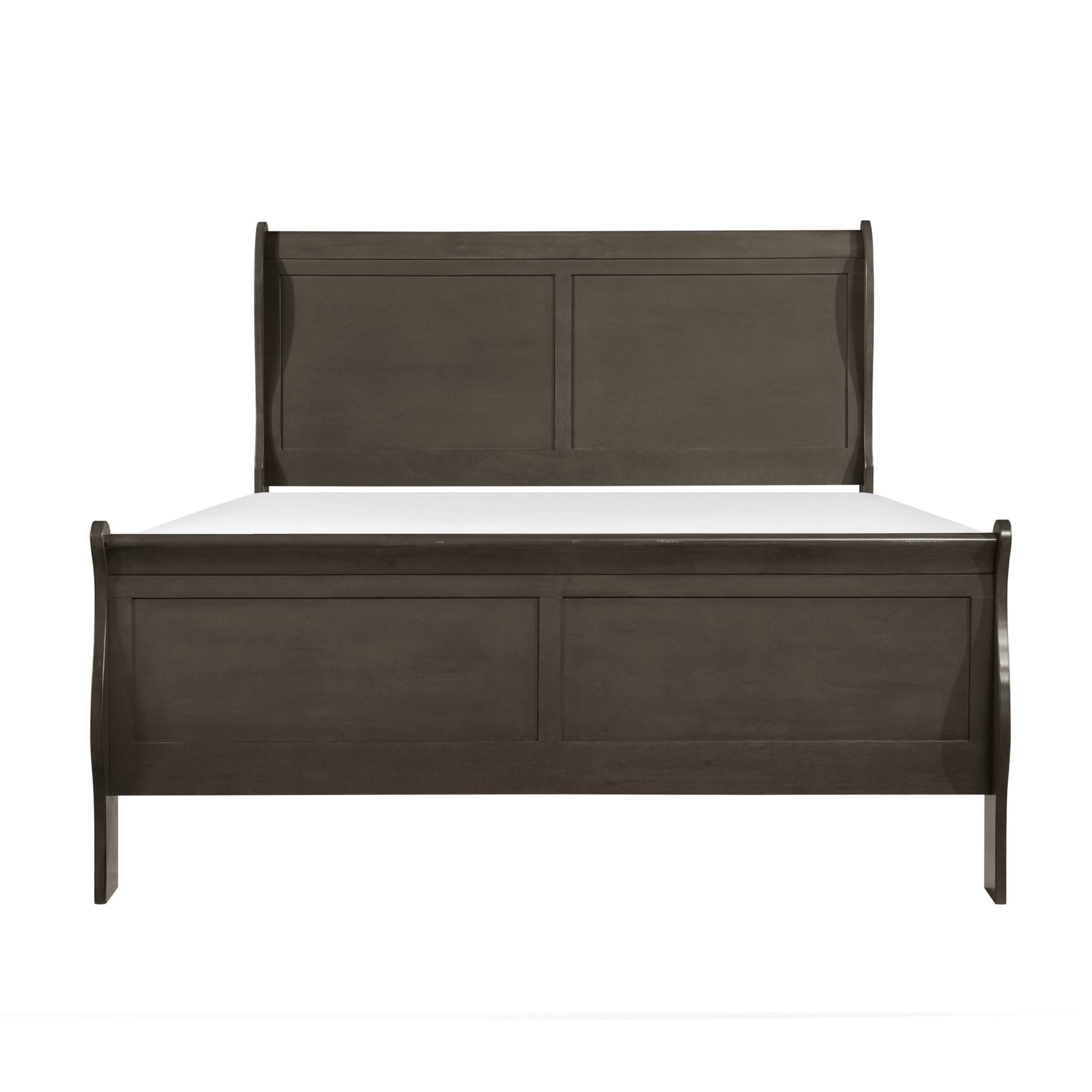 Stained Gray Finish Louis Philippe Style 1Pc Queen Size Sleigh Bed Traditional Design Queen Gray Bedroom Traditional Wood