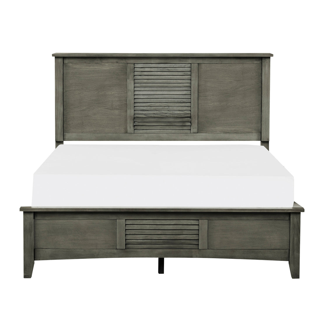 Transitional Style Cool Gray Finish 1Pc Queen Size Bed Birch Veneer Wood Bedroom Furniture Queen Gray Bedroom Transitional Wood