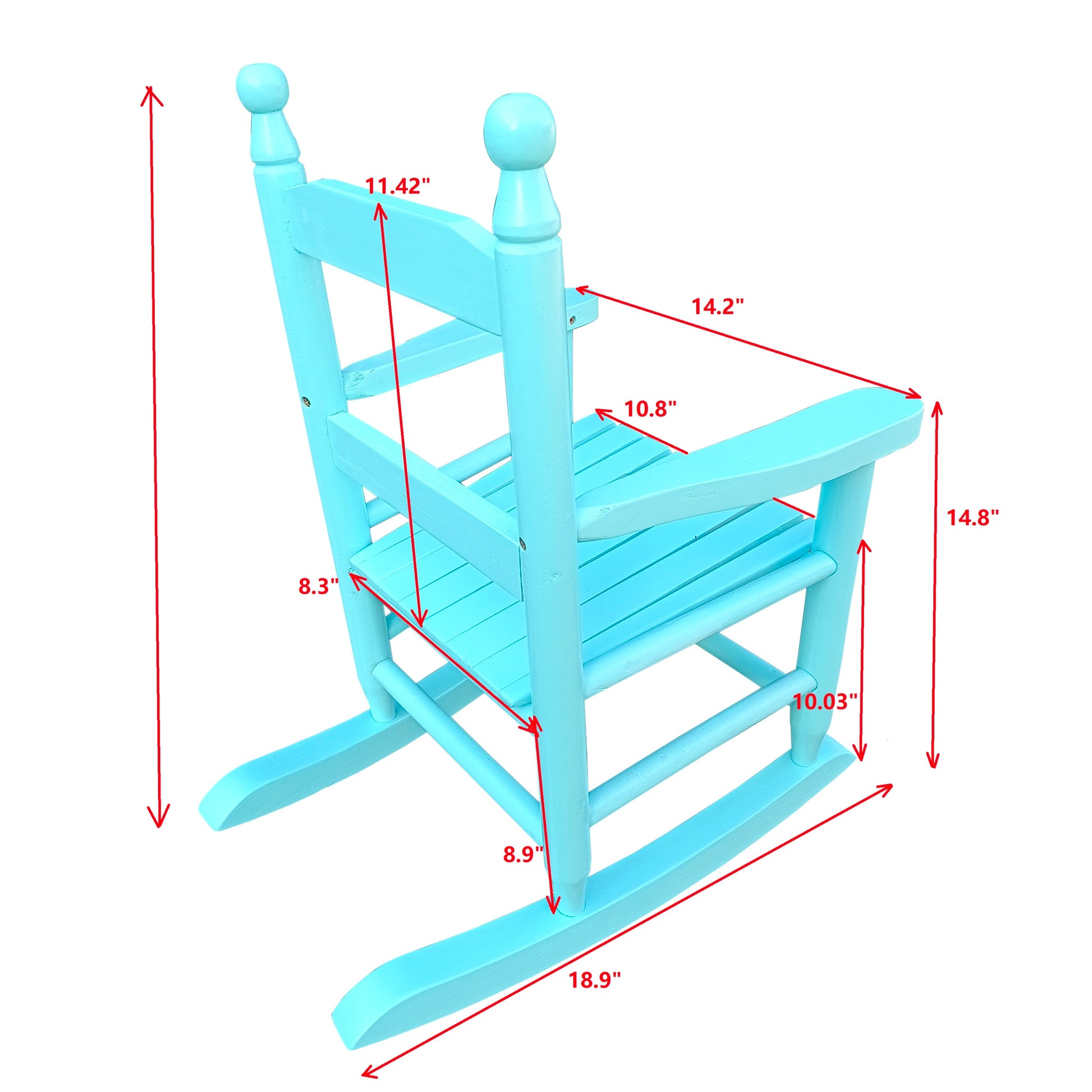 Children'S Rocking Light Light Blue Chair Indoor Or Outdoor Suitable For Kids Durable Light Blue Solid Wood