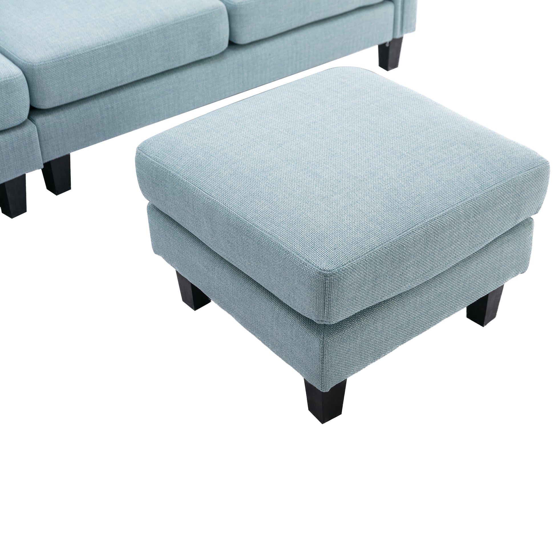 Coolmore Accent Sofa Living Room Sofa Sectional Sofa, U Shape Sectional Sofa With Ottoman, Reversible Sofa Couch For Living Room Light Blue Linen Light Blue Foam Linen 4 Seat