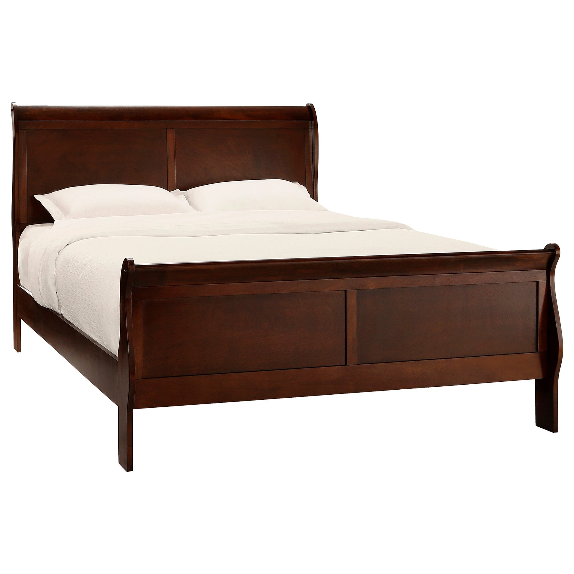 Classic Louis Philipe Style Full Bed Brown Cherry Finish 1Pc Traditional Design Bedroom Furniture Sleigh Bed Box Spring Required Full Brown Wood Bedroom Traditional,Transitional Bed Frame Wood