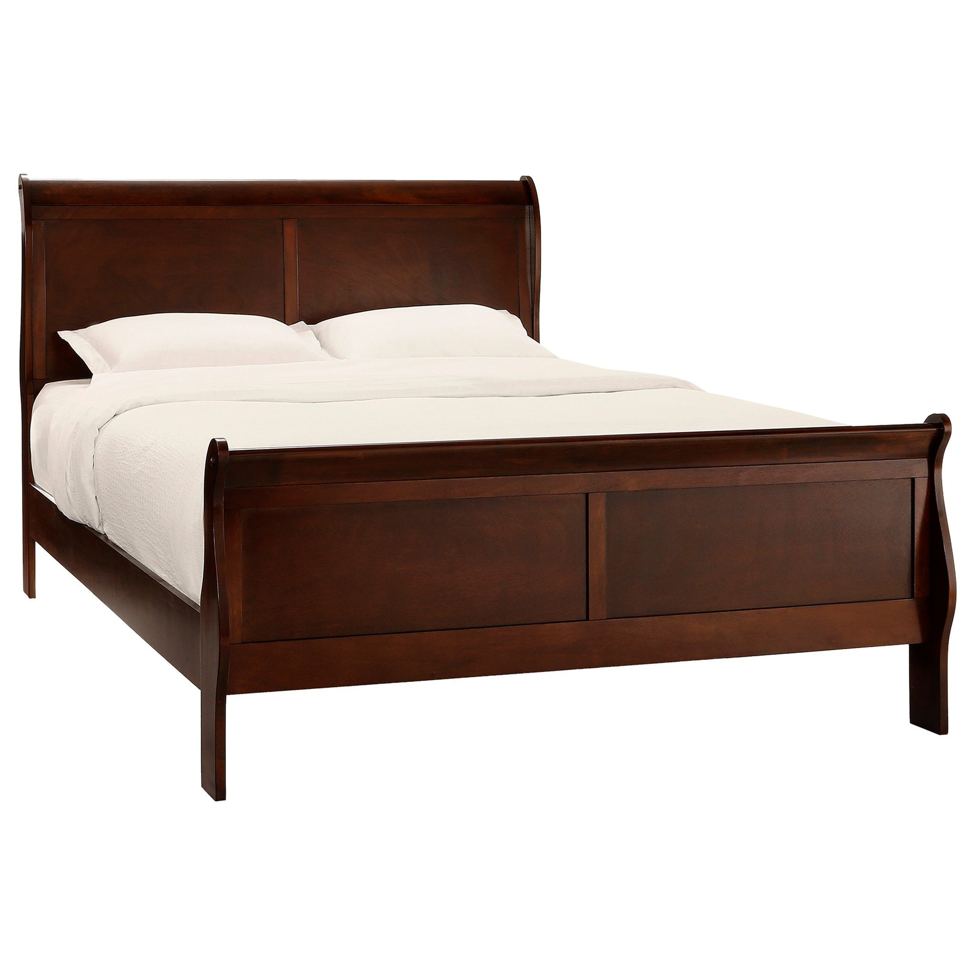 Classic Louis Philipe Style Eastern King Bed Brown Cherry Finish 1Pc Traditional Design Bedroom Furniture Sleigh Bed Box Spring Required King Brown Wood Bedroom Traditional,Transitional Bed Frame Wood