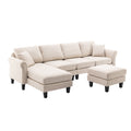 Coolmore Accent Sofa Living Room Sofa Sectional Sofa, U Shape Sectional Sofa With Ottoman, Reversible Sofa Couch For Living Room Beige Linen Beige Foam Linen 4 Seat