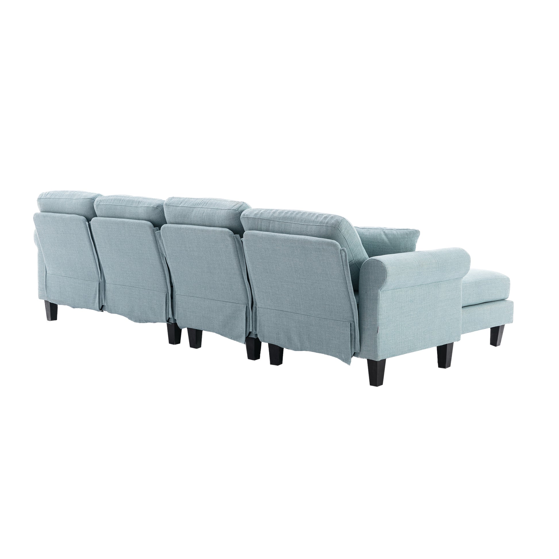 Coolmore Accent Sofa Living Room Sofa Sectional Sofa, U Shape Sectional Sofa With Ottoman, Reversible Sofa Couch For Living Room Light Blue Linen Light Blue Foam Linen 4 Seat