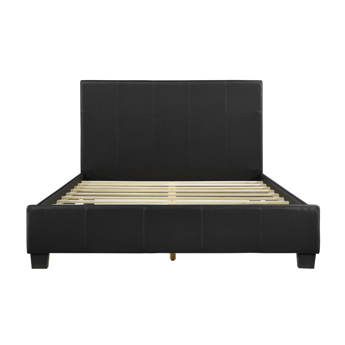 Contemporary Design 1Pc Eastern King Size Bed Durable Faux Leather Upholstered Unique Style Bedroom Furniture Box Spring Not Required King Black Bedroom Contemporary Plywood