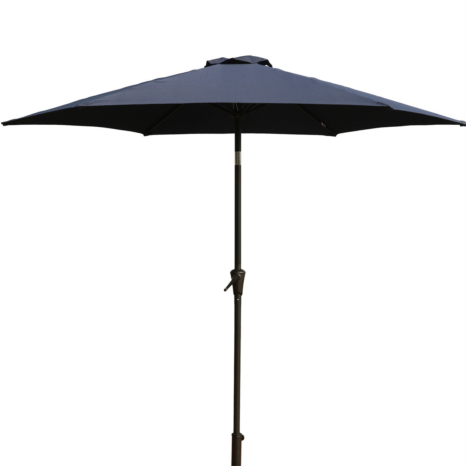 8.8 Feet Outdoor Aluminum Patio Umbrella, Patio Umbrella, Market Umbrella With 42 Pound Square Resin Umbrella Base, Push Button Tilt And Crank Lift, Navy Blue Navy Blue Polyester Aluminum