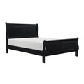 Black Finish Louis Philippe Style 1Pc Queen Size Sleigh Bed Traditional Design Furniture Box Spring Required Queen Black Bedroom Traditional Sleigh Wood