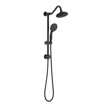 6 Inch Rain Shower Head With Handheld Shower Head Bathroom Rain Shower System Matte Black Abs