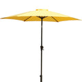 8.8 Feet Outdoor Aluminum Patio Umbrella, Patio Umbrella, Market Umbrella With 42 Pounds Round Resin Umbrella Base, Push Button Tilt And Crank Lift, Yellow Yellow Polyester Aluminum