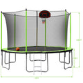 15Ft Trampoline With Basketball Hoop Inflator And Ladder Inner Safety Enclosure Green Green Steel