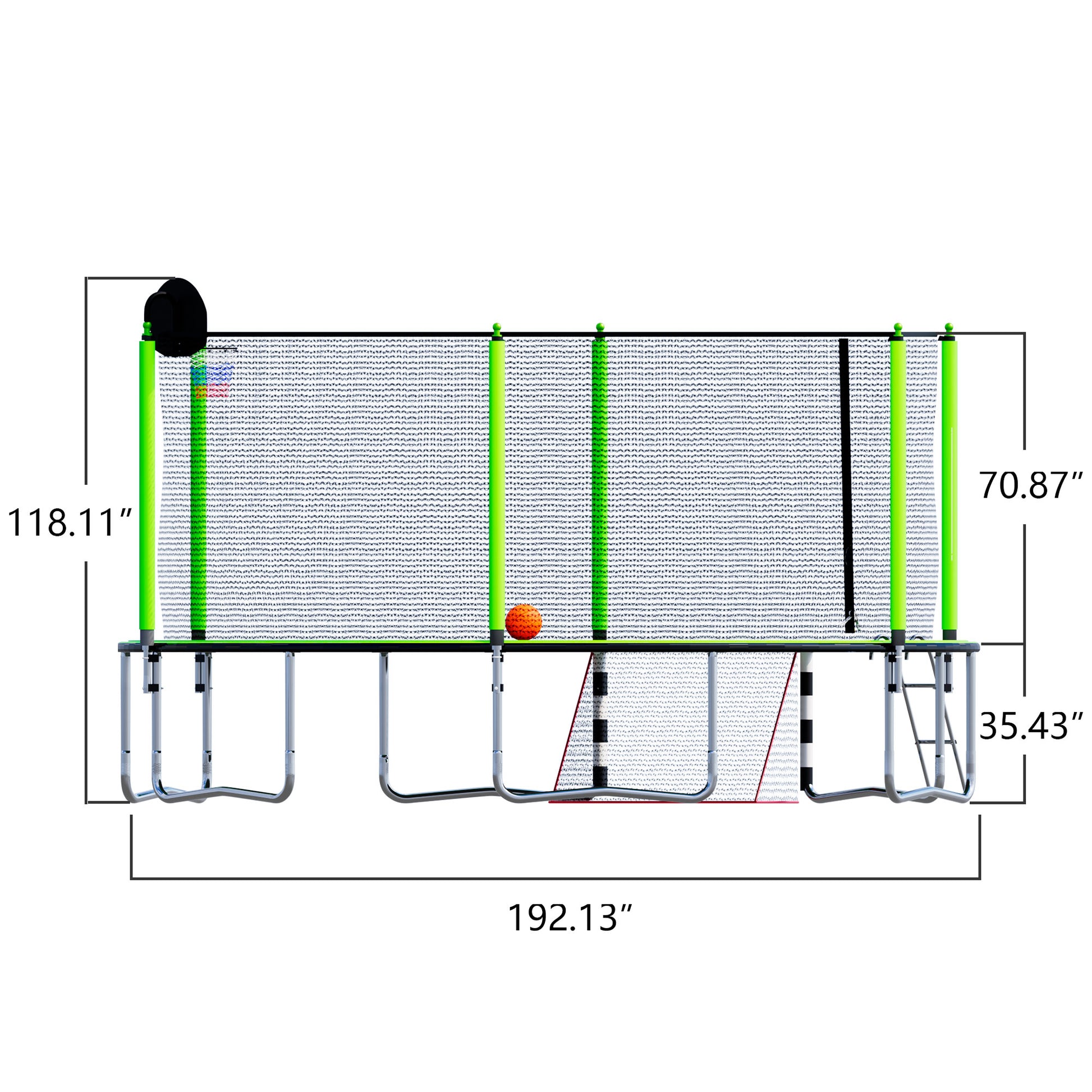 16Ft Trampoline With Basketball Hoop Pump And Ladder Inner Safety Enclosure With Soccer Goal Green Green Steel