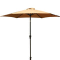 8.8 Feet Outdoor Aluminum Patio Umbrella, Patio Umbrella, Market Umbrella With 42 Pound Square Resin Umbrella Base, Push Button Tilt And Crank Lift, Taupe Taupe Polyester Aluminum