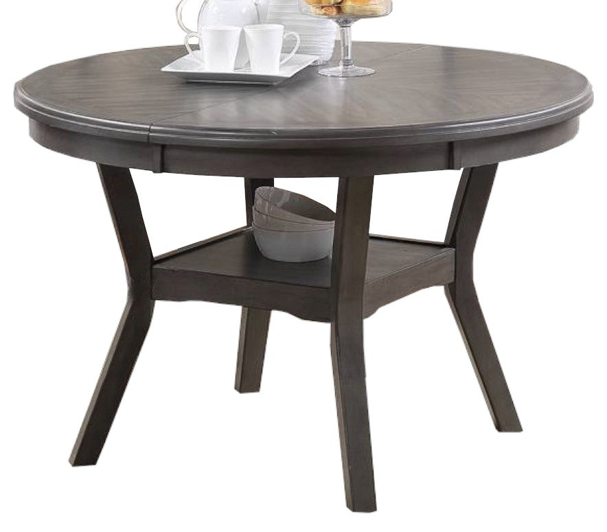 Contemporary Dining 5Pc Set Round Table W 4X Side Chairs Grey Finish Rubberwood Unique Design Wood Wood Gray Seats 4 Gray Wood Dining Room Contemporary,Modern,Transitional Rubberwood Round Dining Table With Chair Rubber Wood