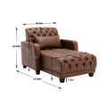 Coolmore Multifunctional Living Room Leisure Chaise Lounge Barry Tufted Comfy Armchair Wireless Charging, Smooth Reclining Backrest & Lumbar Pillow For Home Apartment Brown Linen Brown Foam Linen