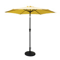 8.8 Feet Outdoor Aluminum Patio Umbrella, Patio Umbrella, Market Umbrella With 42 Pounds Round Resin Umbrella Base, Push Button Tilt And Crank Lift, Yellow Yellow Polyester Aluminum