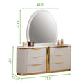 Laura Gold Detailed 6 Drawer Dresser Made With Wood In White White Drawer 5 Drawers & Above Bedroom Dovetail Joints Contemporary,Modern White Solid Wood Mdf Wood