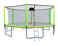 15Ft Trampoline With Basketball Hoop Inflator And Ladder Inner Safety Enclosure Green Green Steel