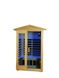 Two Person Basswood Far Infrared Outdoor Sauna Room Natural Wood Solid Wood