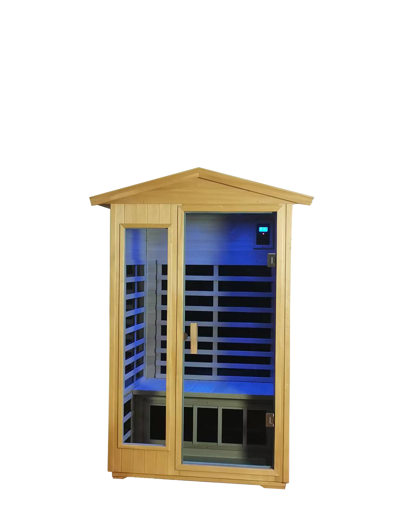 Two Person Basswood Far Infrared Outdoor Sauna Room Natural Wood Solid Wood