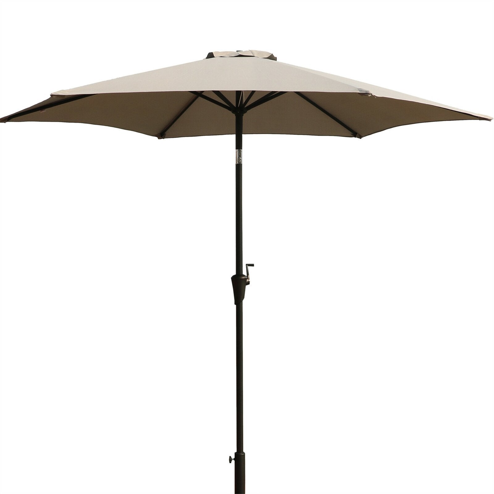 8.8 Feet Outdoor Aluminum Patio Umbrella, Patio Umbrella, Market Umbrella With 33 Pounds Round Resin Umbrella Base, Push Button Tilt And Crank Lift, Gray Gray Polyester Aluminum